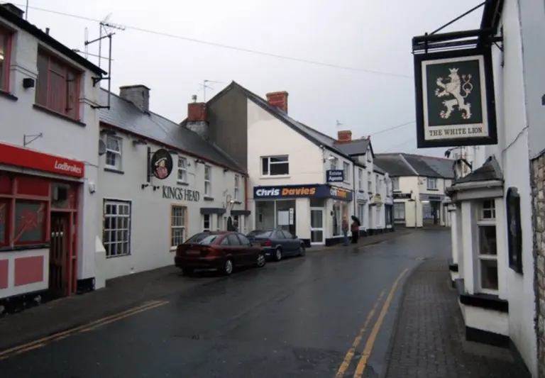 street scene in llantwit major with traditional buildings