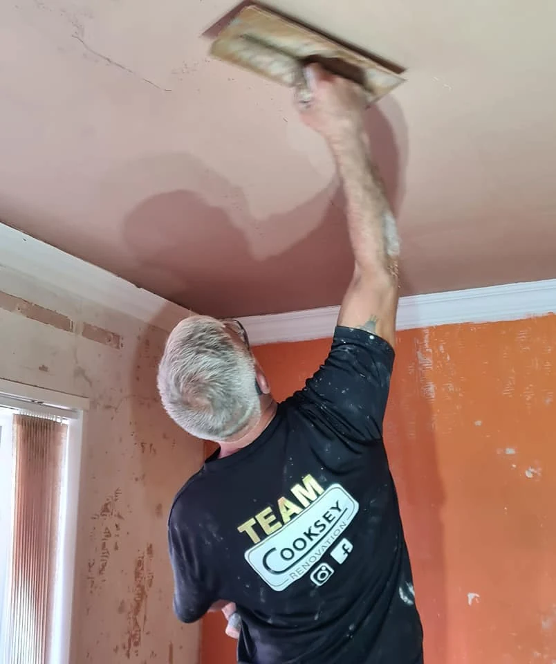 ceiling skimming living room barry vale of glamorgan cooksey renovation 01