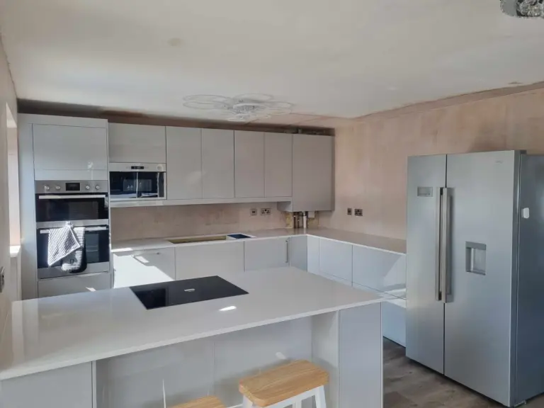 kitchen fitting barry pre decoration stage with new units 1