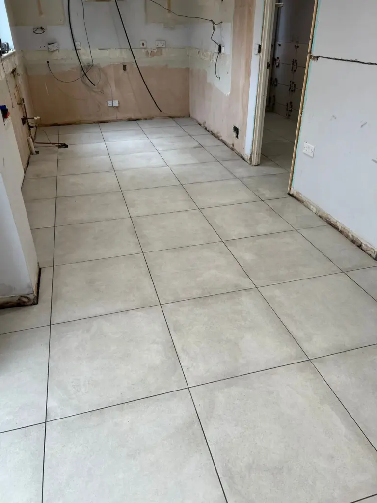 kitchen renovation barry large format floor tiling