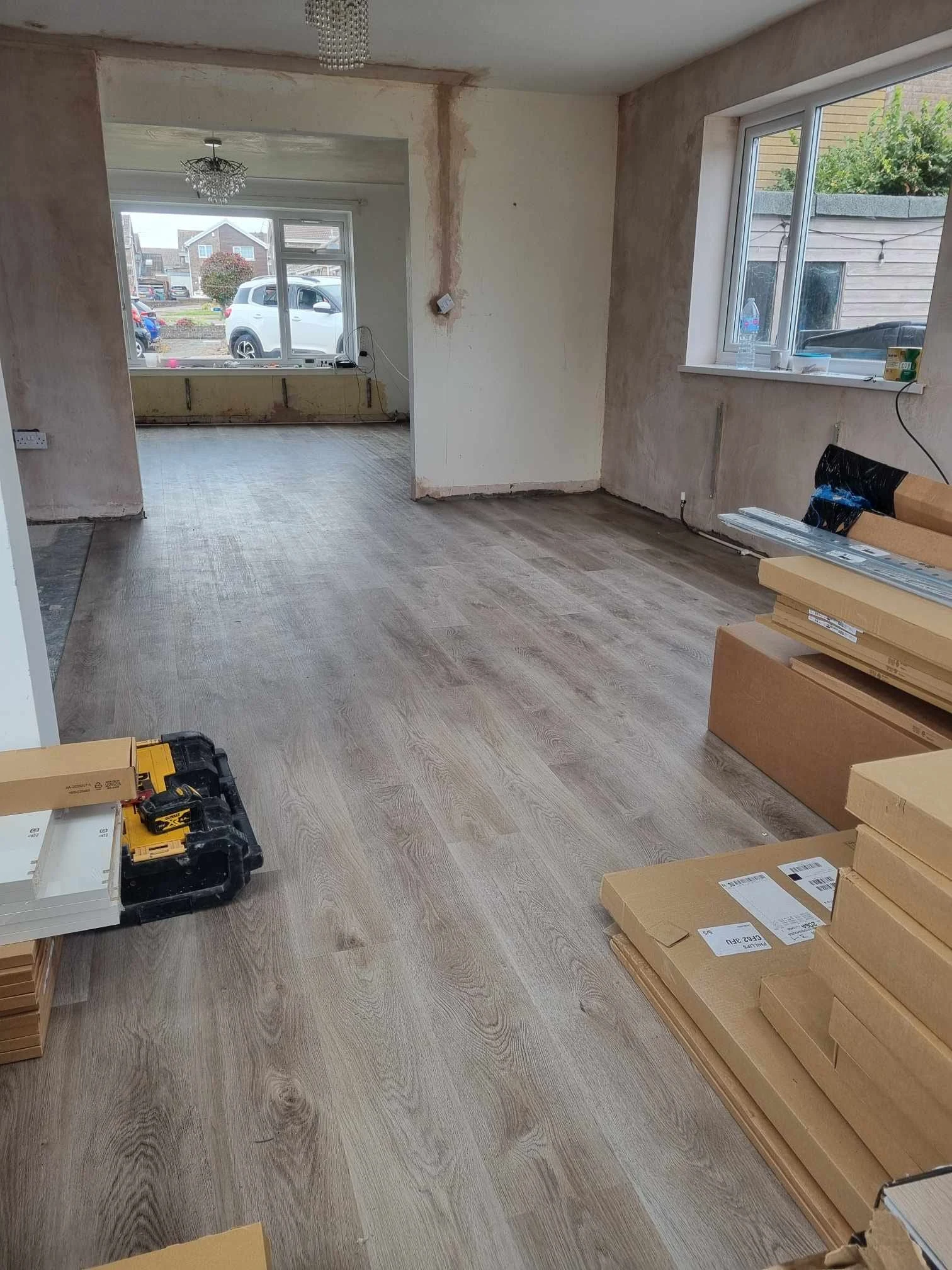 kitchen sink area installation barry white units blue subway tiles