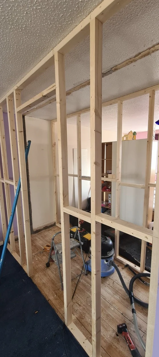 stud partition installation barry internal reconfiguration cooksey renovation 01