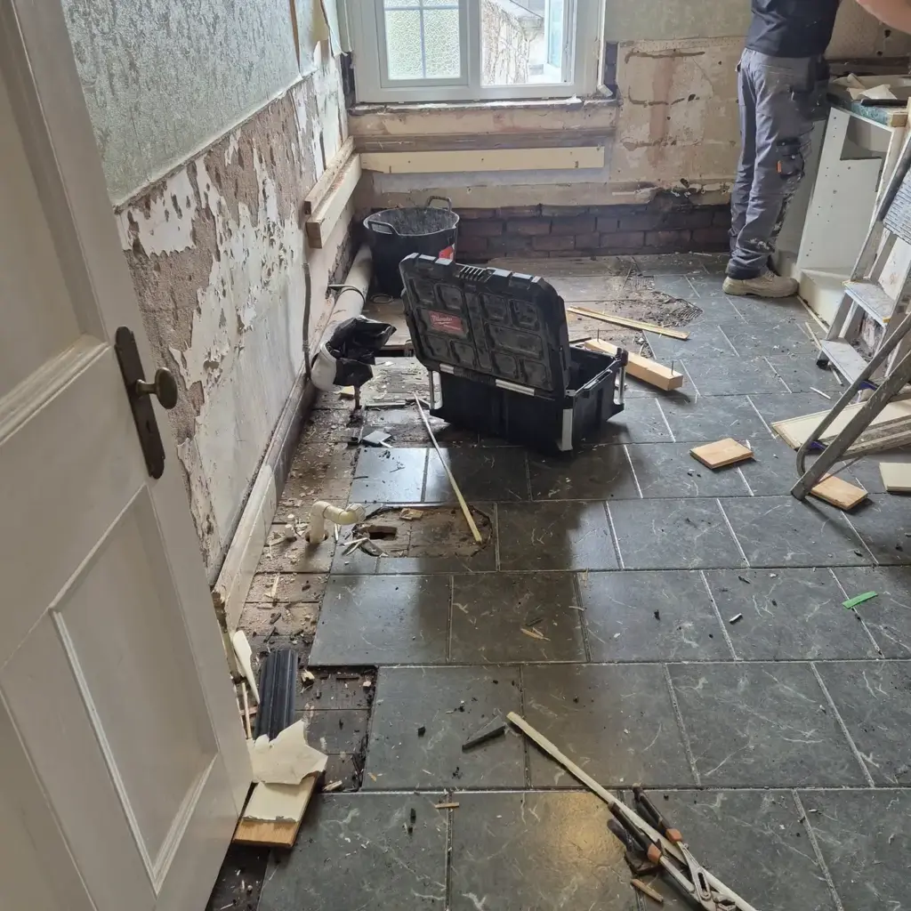Repairing Hidden Floor Damage During a Bungalow Renovation in Barry 2 bungalow interior renovation floor condition check view barry