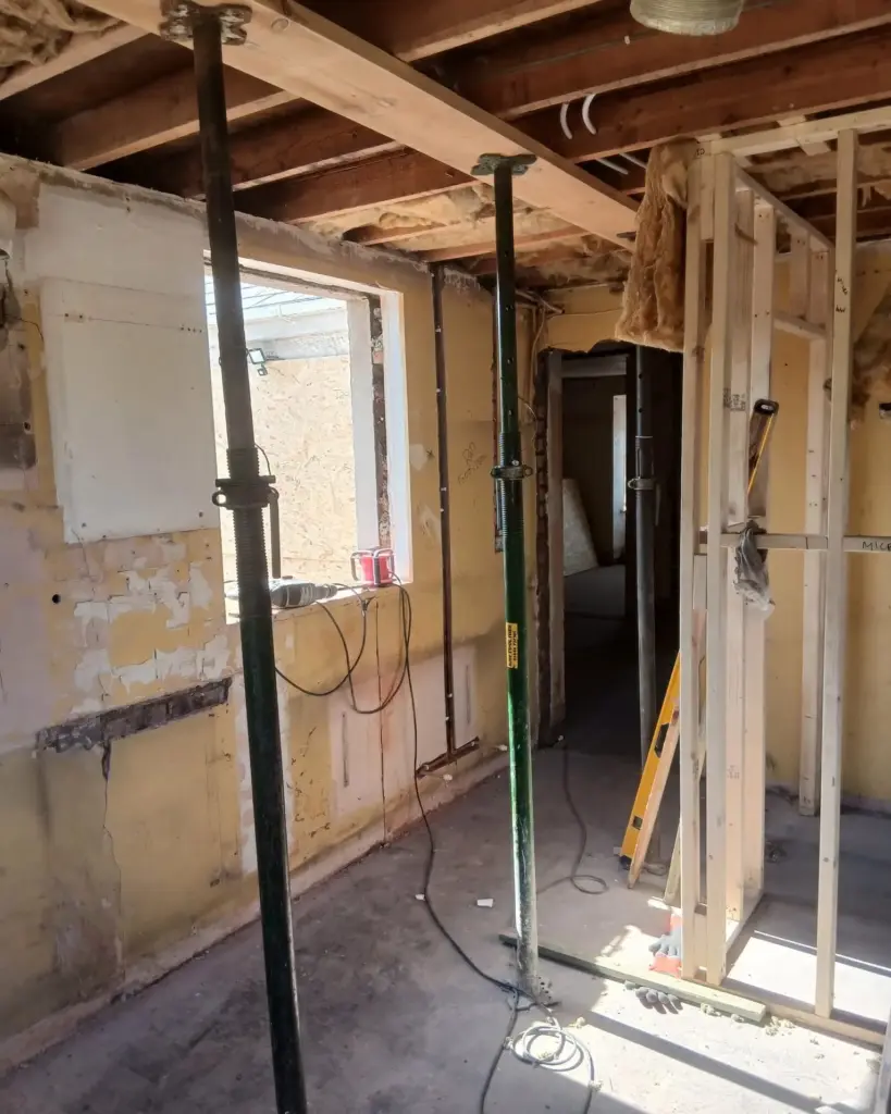 Repairing Hidden Floor Damage During a Bungalow Renovation in Barry 6 bungalow refurbishment work exposed floor timber wall detail barry wide angle